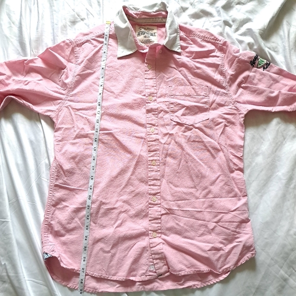 Aeropostale | Pastel pink men's casual button up shirt - Picture 8 of 9